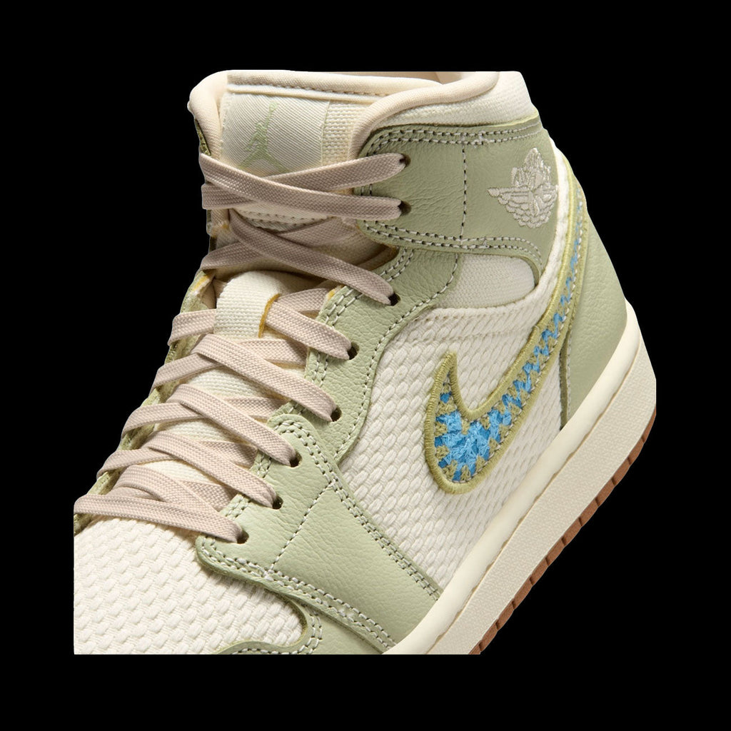 WMNS Air Jordan 1 Mid SE (Olive Aura/Pearl White-Lawn)