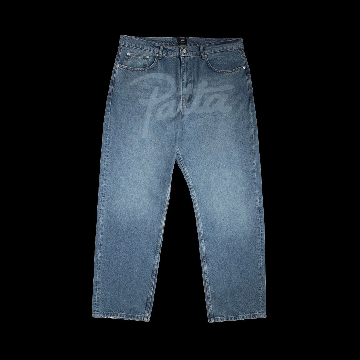 Patta Laser Print Whisker Denim Jeans (Light Blue Denim)