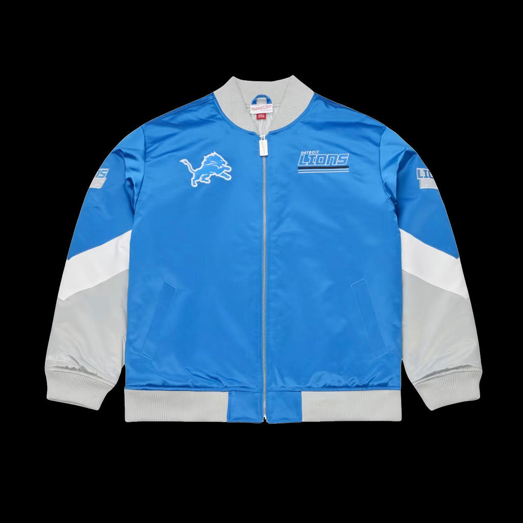 Mitchell & Ness NFL Triple Check Heavyweight Satin Jacket Detroit Lions (Blue)